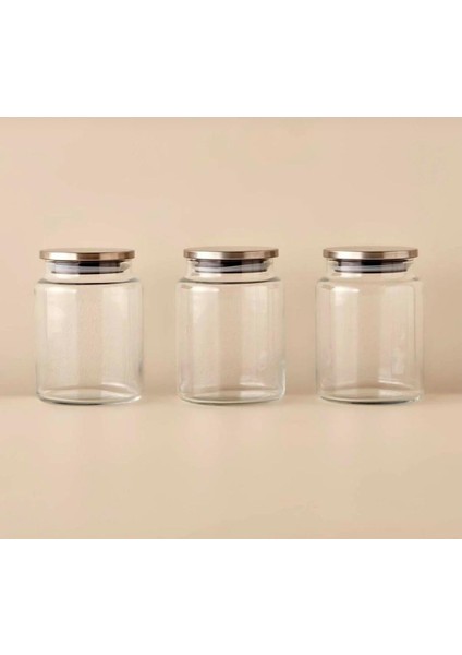 3 Adet 750 ml Metal Kapaklı Kavanoz- Saklama Kabı-Vakumlu