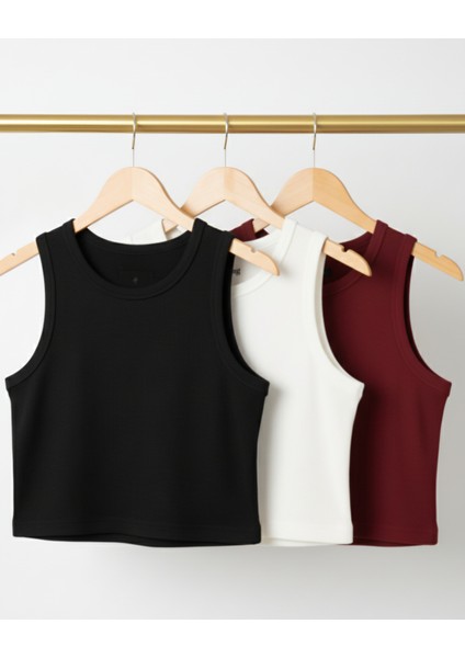 Bumerang Kadın Kaşkorse Kumaş Askılı Crop 3'lü