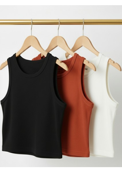 Bumerang Kadın Kaşkorse Kumaş Askılı Crop 3'lü