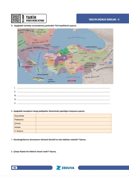 Soner Ardıç 10. Sınıf Maarif Modeli Tarih Notları Zeduva Yayınları modelleri