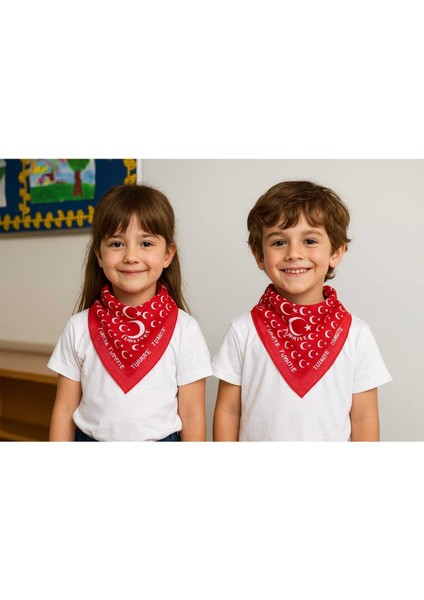 Kırmızı Ay Yıldız Türk Bayrağı Temalı Pamuk Kumaş Fular - Bandana - 23 Nisan, 29 Ekim, 19 Mayıs fiyatları