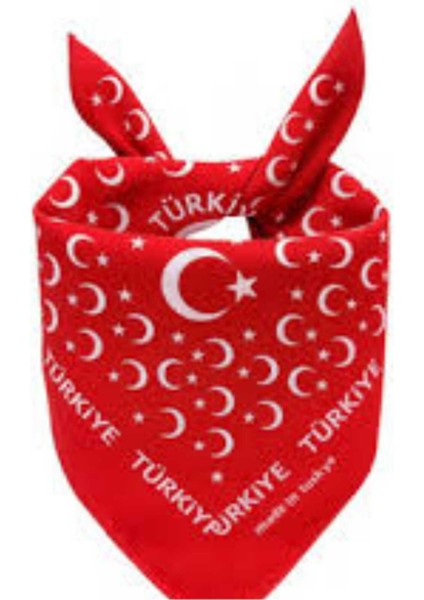 Kırmızı Ay Yıldız Türk Bayrağı Temalı Pamuk Kumaş Fular - Bandana - 23 Nisan, 29 Ekim, 19 Mayıs fırsatları