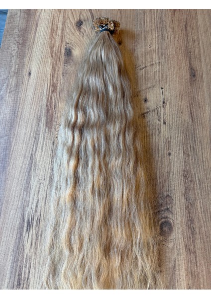 Mikro Kaynak Saç Açık Kumral Saç Gerçek Saç 75 cm Dalgalı 0.8 Grm 50 Adet