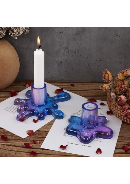 Soyut Dalga Modern Dekoratif Şamdan Silikon Kalıbı 2_li Set