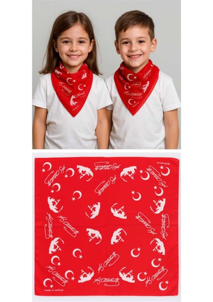 10 Adet Kırmızı Ay Yıldız Türk Bayrağı Temalı Pamuk Kumaş Fular - Bandana - 23 Nisan, 29 Ekim indirimleri