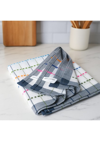 %100 Pamuk Kurulama Bezi 2'li Set 45×65 cm – Emici, Yıkanabilir, Renkli Desenli