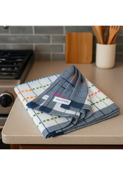 %100 Pamuk Kurulama Bezi 2'li Set 45×65 cm – Emici, Yıkanabilir, Renkli Desenli