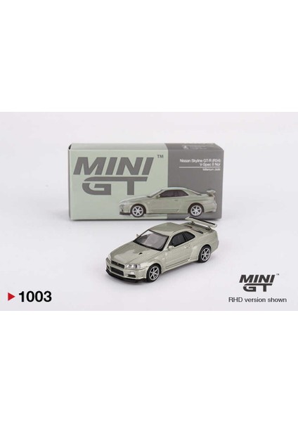 Mını Gt 1:64 Nissan Skyline Gt-R R34 V-Spec Iı Nür Millennium Jade Diecast Model Araba MGT01003
