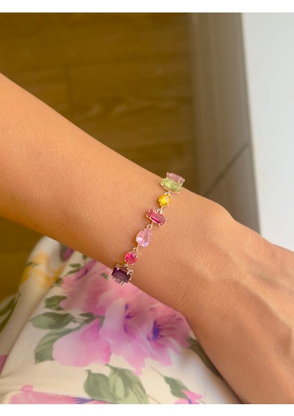 Gema Kolye ve Bileklik Seti Zirkon Renkli Taşlı Kolye ve Bileklik modelleri