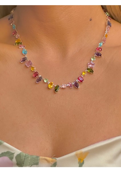 Gema Kolye ve Bileklik Seti Zirkon Renkli Taşlı Kolye ve Bileklik fırsatları