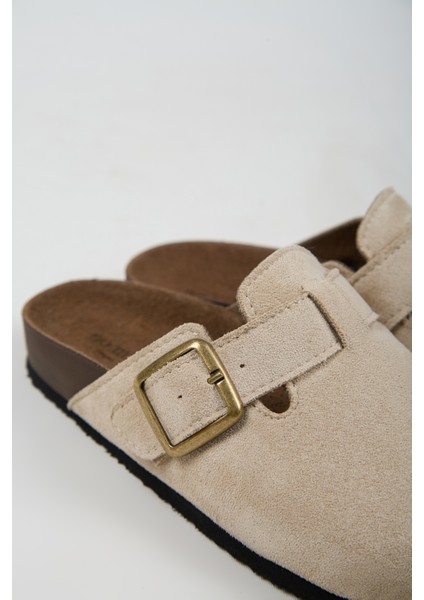 Cancun Kadın Vegan Deri Tokalı Bej Sabo Terlik fırsatları