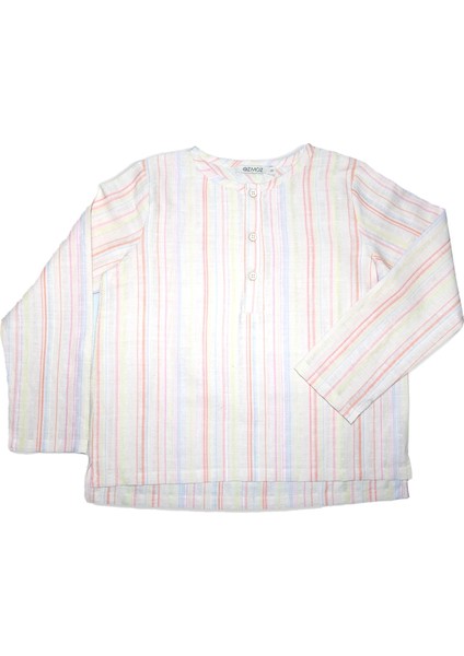 Pamuk Keten Çizgili Yazlık Erkek Çocuk Gömlek