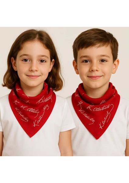 10 Adet Kırmızı Ay Yıldız Türk Bayrağı Temalı Pamuk Kumaş Fular - Bandana - 23 Nisan, 29 Ekim modelleri