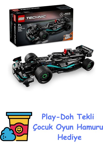 Technic Mercedes-Amg F1 W14 E Performance Pull-Back 42165-7 Yaş ve Üzeri Çocuklar Için Koleksiyonluk Yaratıcı Yarış Arabası Model Yapım Seti, Doğum Günü Hediyesi + Play-Doh Oyun Hamuru