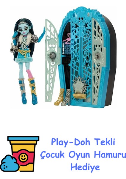 Skulltimate Secrets Bebek ve Aksesuar Seti, Hauntlywood Gizemleri Frankie Stein, Reveal Closet ve 19+ Oyuncak Bebek Giysileri Gibi Glam Sürprizleri + Play-Doh Oyun Hamuru