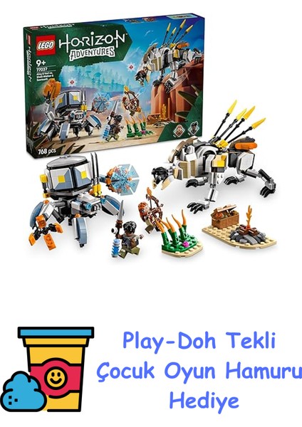Horizon Adventures Aloy ve Varl, Metalkabuk ve Hızardiş’e Karşı 77037-9 Yaş ve Üzeri Çocuklar Için Yaratıcı Oyuncak Yapım Seti, Doğum Günü Hediyesi (768 Parça) + Play-Doh Oyun Hamuru