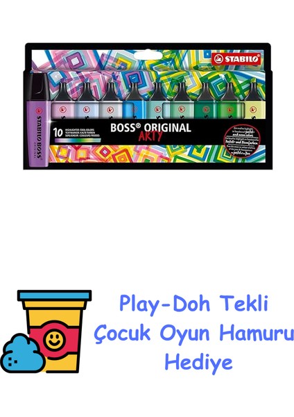 Stabılo - Işaretleme Kalemi - Boss Orıgınal Arty - 10'lu Paket - Çeşitli Renkler + Play-Doh Oyun Hamuru