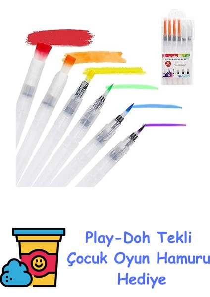 Su Hazneli Sulu Boya Fırçası 6'lı Paket + Play-Doh Oyun Hamuru