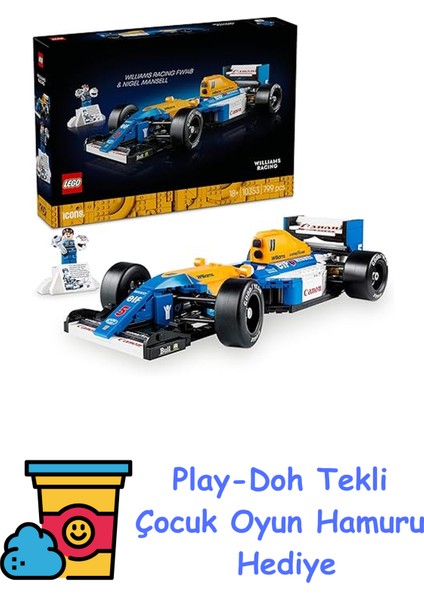 Icons Williams Racing FW14B ve Nigel Mansell 10353 – Yetişkinler Için Sürücü Figürü, Kupa ve Sergileme Standı Içeren Model Yapım Seti – Kadınlar ve Erkekler Için + Play-Doh Oyun Hamuru