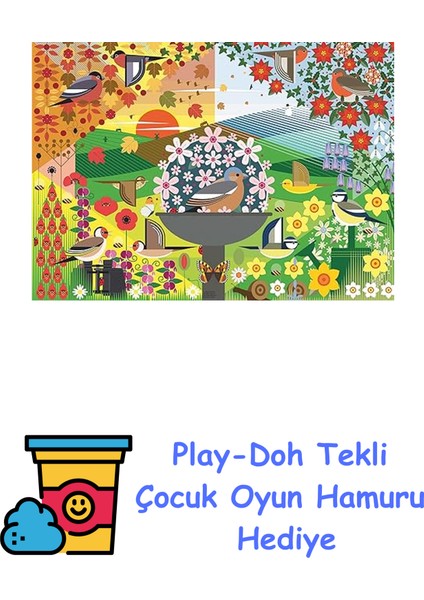 1000P Puz Kuşlar Yapboz + Play-Doh Oyun Hamuru