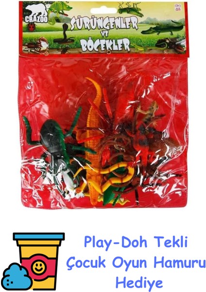 Sun-Rst-Crz-Figür Sürüngenler ve Böcekler Byk.poşet 13LÜ + Play-Doh Oyun Hamuru