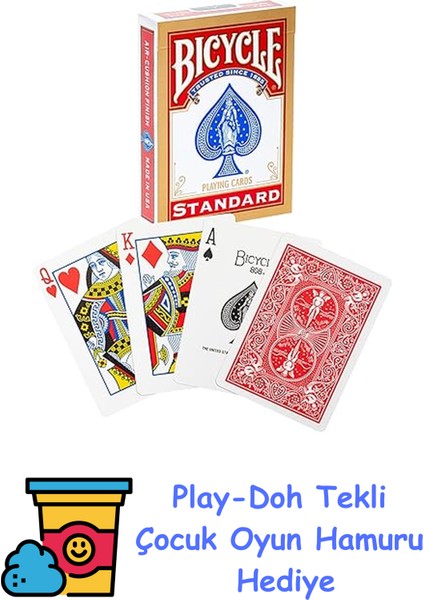 Rider Back International Standard Index Oyun Kartı, Mavi/kırmızı + Play-Doh Oyun Hamuru