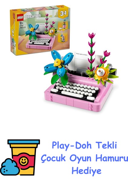 Creator 3’ü 1 Arada Çiçekli Daktilo 31169-8 Yaş ve Üzeri Çocuklar Için Keytar Veya Saksıya Dönüşebilen Yaratıcı Oyuncak Yapım Seti, Doğum Günü Hediyesi (363 Parça + Play-Doh Oyun Hamuru