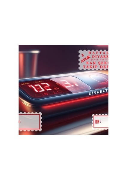 diyabet ölçüm takip çizelgesi defteri özel tasarım 3 aylık a5 kırmızı