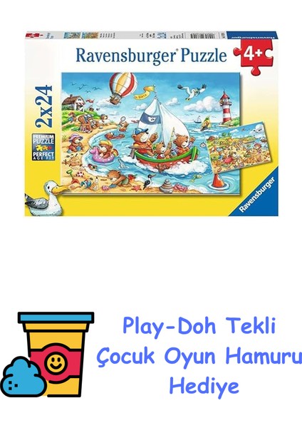 2X24 Parça Yapboz Seaside Holiday + Play-Doh Oyun Hamuru