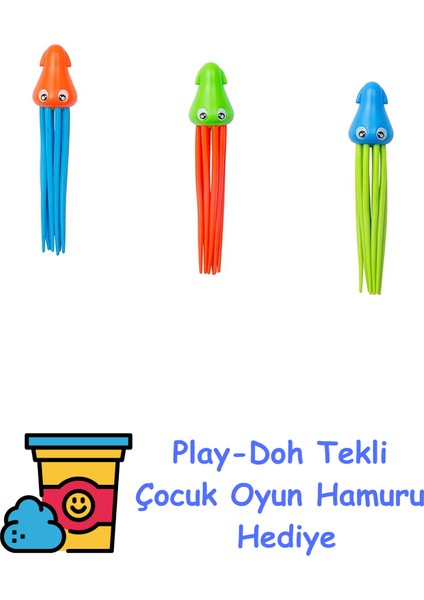 Speedy Squid Dalış Figür Seti, 3'lü Set 16,8 x 4,5 x 4,5 cm + Play-Doh Oyun Hamuru