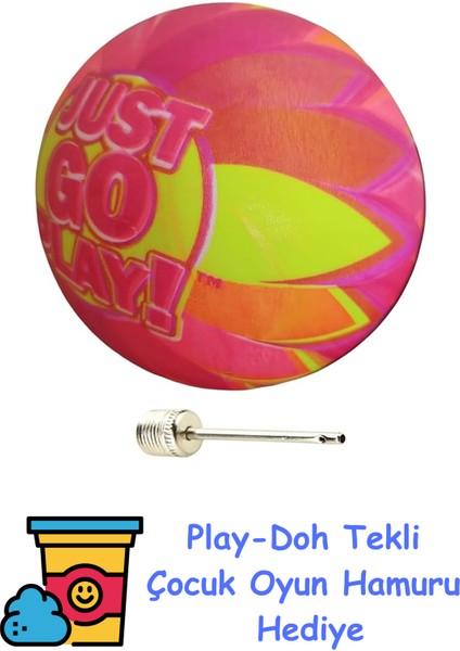 Mta Hıgh-Tech Eğlenceli Çocuk Topu – Dayanıklı Renkli Oyun Topu, Parkta, Bahçede ve Sahilde Oynamaya Uygun, 1 Adet Şişirme Ignesi Hediyeli + Play-Doh Oyun Hamuru