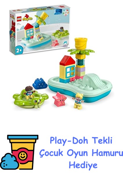 Duplo Kasabası Su Parkı 10989 – 2 Yaş ve Üzeri Çocuklar Için Eğitici Hediye Fikri, Oyuncak Ada, Yüzen Kaplumbağa Can Simidi ve Çocuk Figürü Içeren Yaratıcı Oyunca + Play-Doh Oyun Hamuru