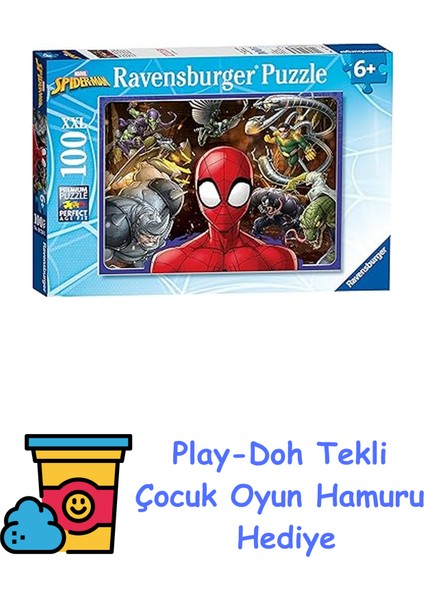 100 Parça Yapboz Spiderman + Play-Doh Oyun Hamuru