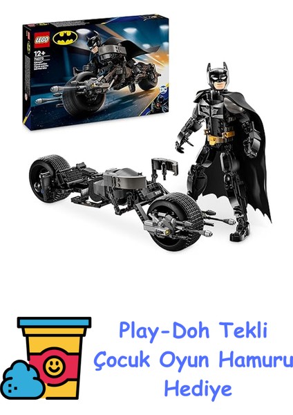Dc Batman: Batman Yapım Figürü ve Bat-Pod Motosiklet 76273-12 Yaş ve Üzeri Süper Kahraman Sevenler Için Kara Şövalye Süper Kahraman Model Yapım Seti (713 Parça) + Play-Doh Oyun Hamuru