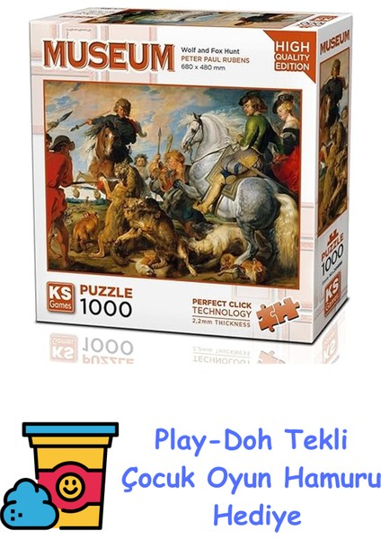 20666 Wolf And Fox Hunt 1000 Parça Puzzle -Ks Puzzle + Play-Doh Oyun Hamuru