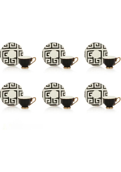 6’lı Lüks Siyah Porselen Kahve Takımı – Altın Yaldızlı Ayaklı Fincanlar fiyatları