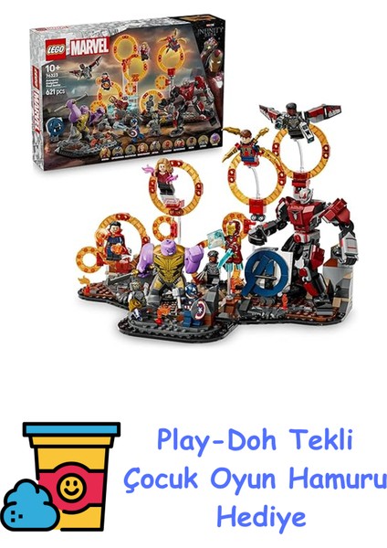 | Marvel Avengers: Endgame Son Savaş 76323, 10 Yaş ve Üzeri Kız ve Erkek Çocukları Için Kaptan Amerika ve Iron Man Dahil 9 Süper Kahraman Minifigürü Içeren Yaratı + Play-Doh Oyun Hamuru