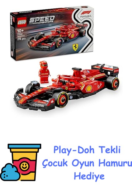 Speed Champions Ferrari Sf-24 F1 Yarış Arabası 77242 – 10 Yaş ve Üzeri Kız ve Erkek Çocukları Için Koleksiyonluk Sürücü Minifigürü Içeren Yapım Seti, Motor Hayran + Play-Doh Oyun Hamuru
