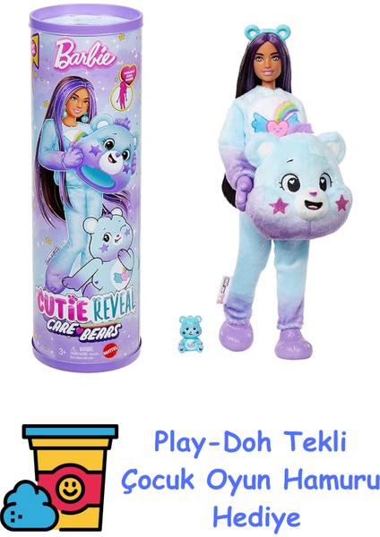 Cutie Reveal Sevimli Ayıcıklar Bebek ve Aksesuarları, Hayalperest Ayıcık, Renk Değişimi ve Mini Ayıcık Dahil 10 Sürpriz Içeren 2. Seri, JFV61 + Play-Doh Oyun Hamuru