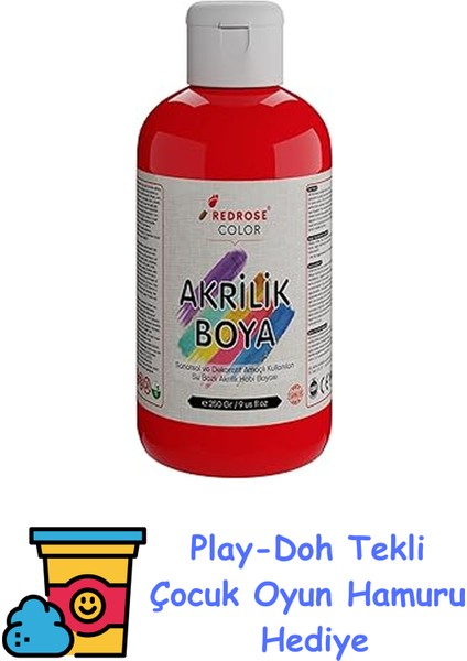 Kırmızı Akrilik Boya 250 gr + Play-Doh Oyun Hamuru