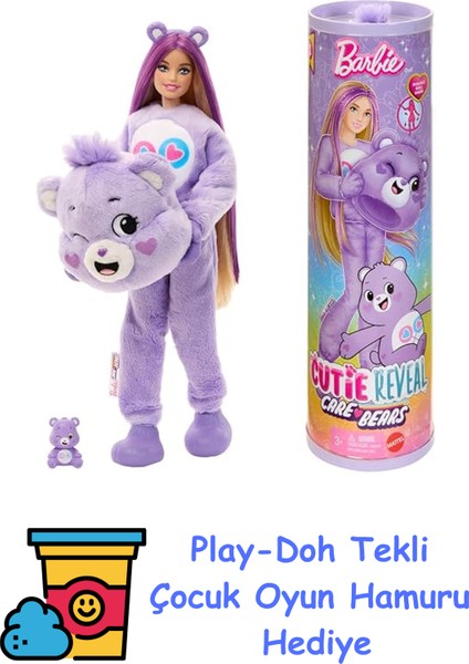 Cutie Reveal Care Bear™ Serisi - Mor, 3y+, JCN94 + Play-Doh Oyun Hamuru