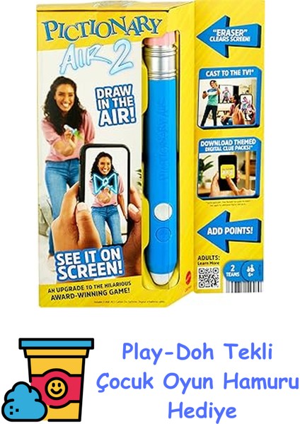 Pıctıonary Aır™ 2 Çocuklar, Yetişkinler ve Oyun Geceleri Için Pictionary Air 2 Oyunu HNT74 + Play-Doh Oyun Hamuru