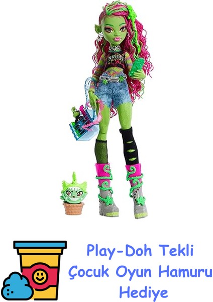 Monster Hıgh™ Venus Mcflytrap™ Bebek Evcil Hayvanı Chewlian ve Aksesuarlarıyla Monster High Venus Mcflytrap Bebek HRP81 + Play-Doh Oyun Hamuru