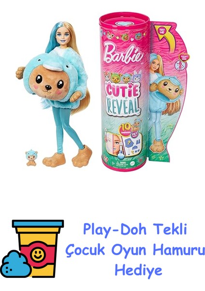 Cutie Reveal Şirin Kostümler Serisi, Yunus, Oyuncak + Play-Doh Oyun Hamuru