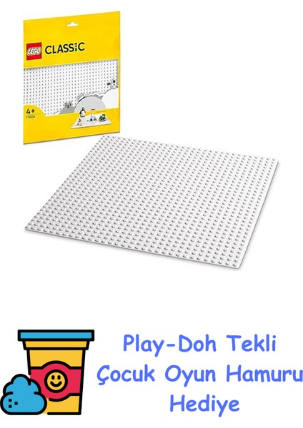 Classic Beyaz Zemin 11026-4 Yaş ve Üzeri LEGO Severler Için LEGO Zemini (1 Parça) + Play-Doh Oyun Hamuru