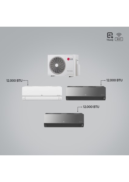 1+3 Multi Sistem / 12+12+12 Iç Üniteler = 1 Adet Dış Ünite Al Thinq Wi-Fi Kontrolü