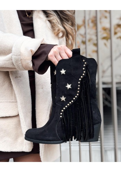 Silvene Kadın Kovboy Çizme Siyah Süet fiyatları