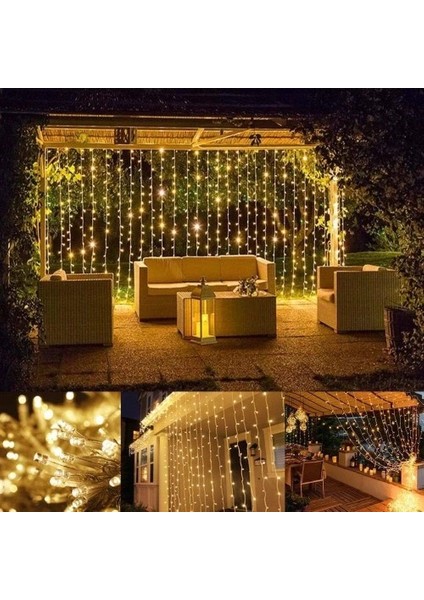 3*2 Perde LED Sarı Işık