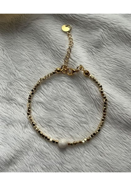 Ay Taşı Altın Kaplama Dorika El Yapımı Bileklik