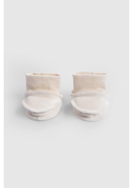 Ters Dikişli Organik Pamuk Ekru Prematüre Patik